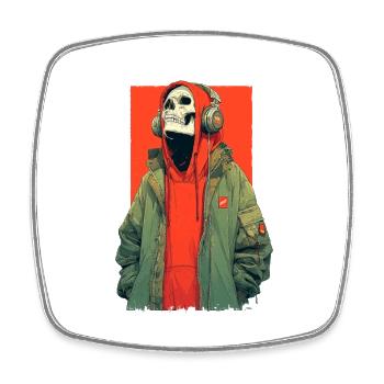 Head Skull Hoodie Streetwear - Square fridge magnet - white - Front