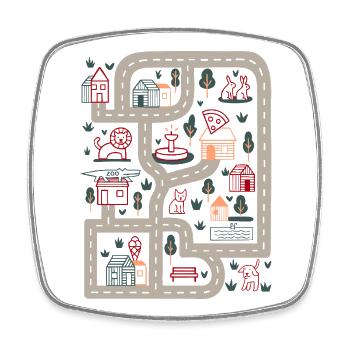 Map Trail Colorful Village World - Square fridge magnet - white - Front