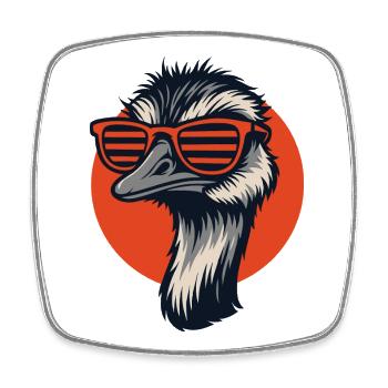 Bouquet with sunglasses, Nandu, Emu - Square fridge magnet - white - Front