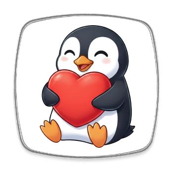 Cute Penguin Cartoon Valentine's Day Heart Love - Square fridge magnet - white - Front