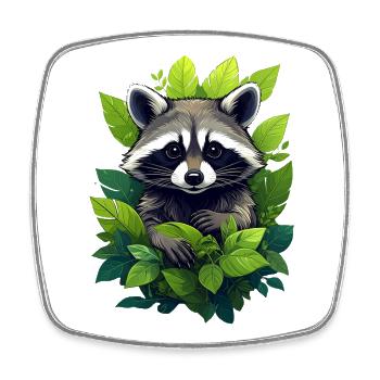 Waschbär im Wald - Viereckiger Kühlschrankmagnet - Weiß - Vorne
