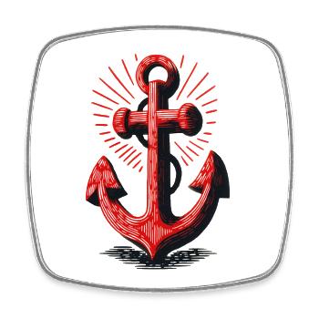 Rotes Anker Sonnenstrahl Muster - Viereckiger Kühlschrankmagnet - Weiß - Vorne