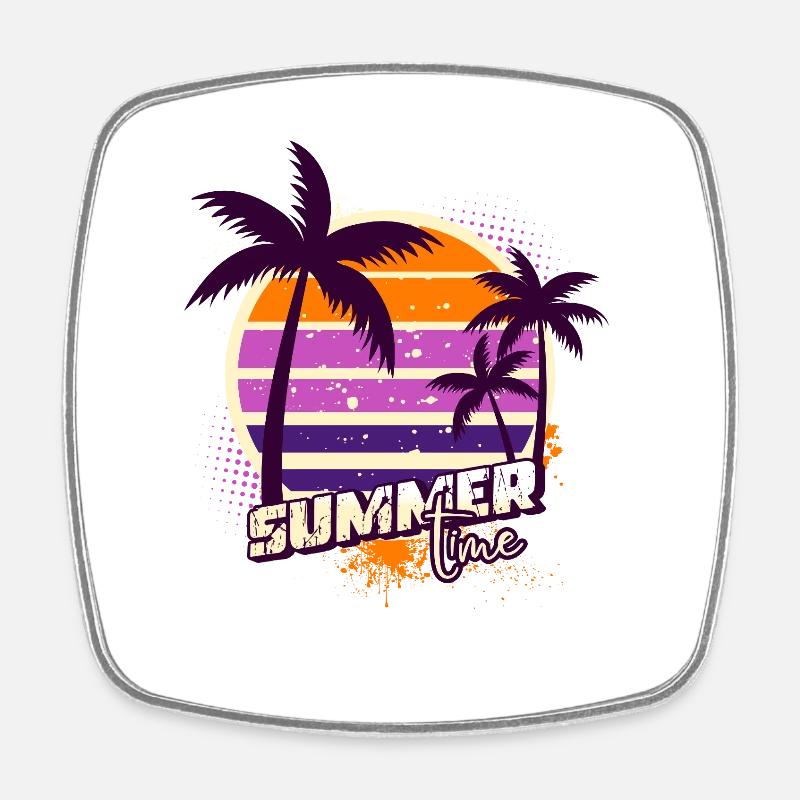 Palmiers coucher – Summer Time - Magnet carré - blanc