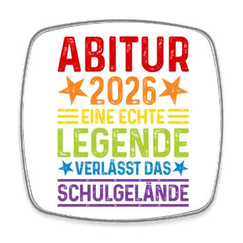 Abitur 2026 Eine Legende verlässt das Schulgelände - Viereckiger Kühlschrankmagnet - Weiß - Vorne