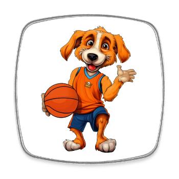 Hooper / Basketball Hund - Viereckiger Kühlschrankmagnet - Weiß - Vorne