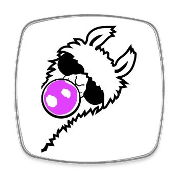 Llama Bubblegum Sunglasses Side Profile Cool Side - Square fridge magnet - white - Front