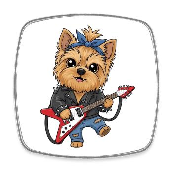 Yorkie punk à la guitare - Magnet carré - blanc - Devant
