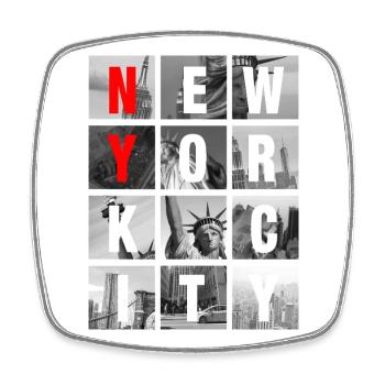 New York City Collage Grid - Square fridge magnet - white - Front