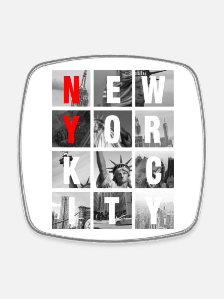 New York City Collage Grid - Square fridge magnet - white