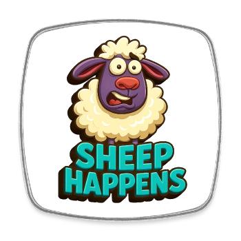 sheep happens - ist eben so, wie es ist - Viereckiger Kühlschrankmagnet - Weiß - Vorne