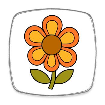 70s flower pattern retro flowerpower - Square fridge magnet - white - Front
