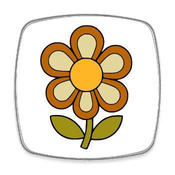 Flowerpower rétro à motifs floraux des années 70 - Magnet carré - blanc - Devant