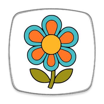 70s flower pattern retro flowerpower - Square fridge magnet - white - Front
