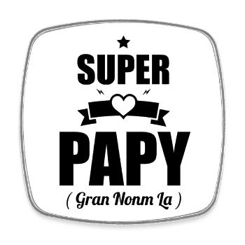 Cadeau Super Papy  -  T-shirt Gran Nonm la - Magnet carré - blanc - Devant