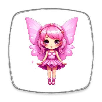 Cute Pink Fairy - Square fridge magnet - white - Front