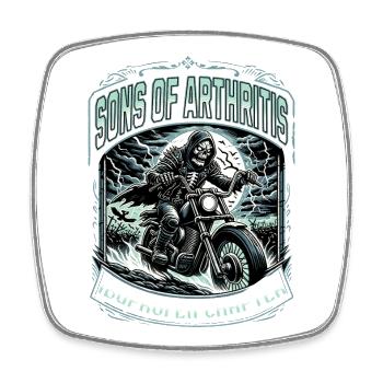 Fils de l’arthrite, chapitre Ibuprofène, Moto - Magnet carré - blanc - Devant