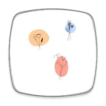 Pastellblüten Zarte Linienkunst - Viereckiger Kühlschrankmagnet - Weiß - Vorne
