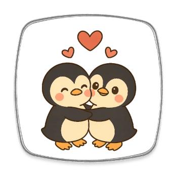 Amour du couple pingouin - Magnet carré - blanc - Devant