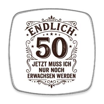 Finally 50th birthday - only growing up - Square fridge magnet - white - Front