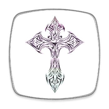 Prismatisches Kreuz mit tätowiertem Wappen - Viereckiger Kühlschrankmagnet - Weiß - Vorne