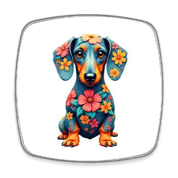 Dackel Dachshund Tekel - Viereckiger Kühlschrankmagnet - Weiß - Vorne