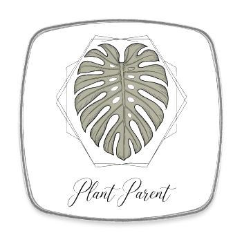 Art parent minimaliste de plante feuille de monstera - Magnet carré - blanc - Devant