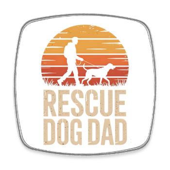 Vintage Rescue Dog Dad Sunset Design - Square fridge magnet - white - Front