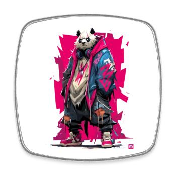 Panda Streetpunk Neonjacke - Viereckiger Kühlschrankmagnet - Weiß - Vorne
