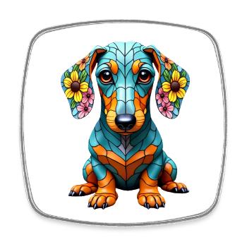 Dackel Dachshund Tekel - Viereckiger Kühlschrankmagnet - Weiß - Vorne