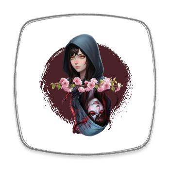 Hooded Noir Flower Rose - Square fridge magnet - white - Front