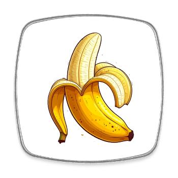 banane - Magnet carré - blanc - Devant