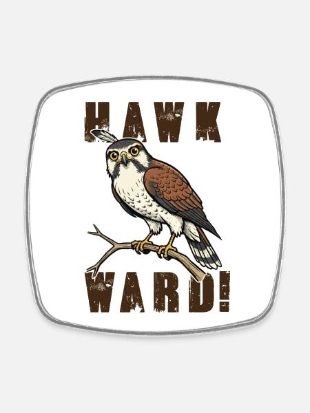 Vintage Hawkward Hawk Humor - Square fridge magnet - white