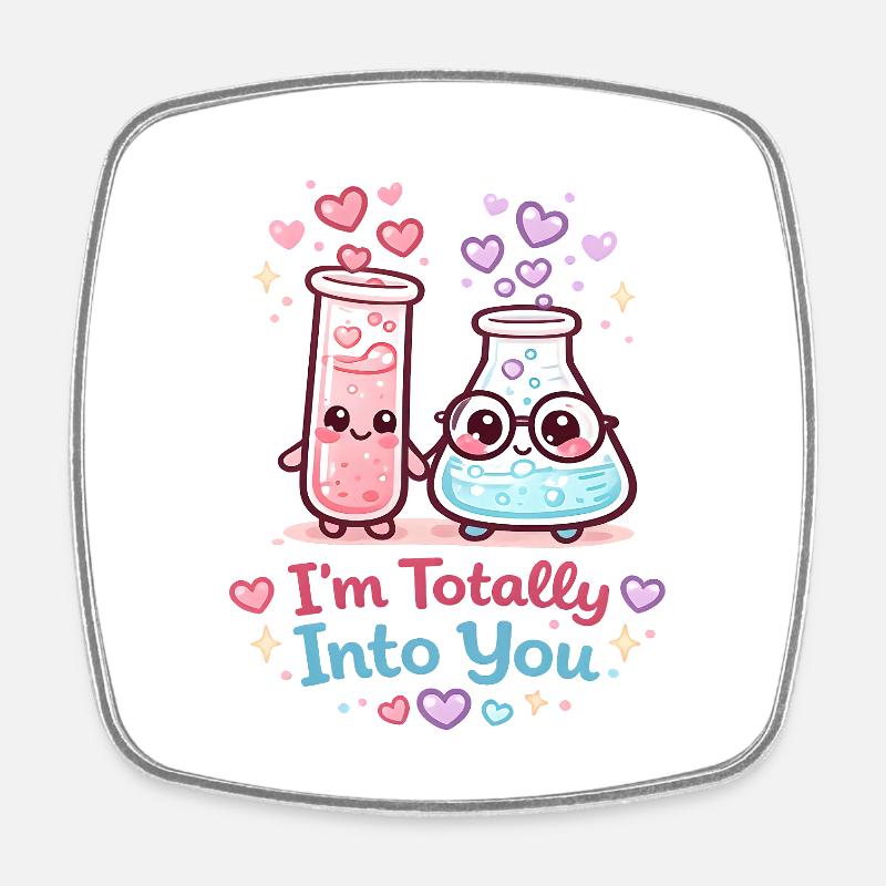 Totally Into You Beaker Duo - Square fridge magnet - white