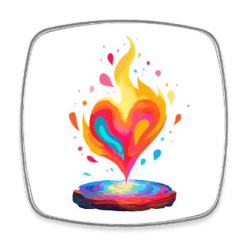 Living Flame Heart Art Print - Square fridge magnet - white - Front
