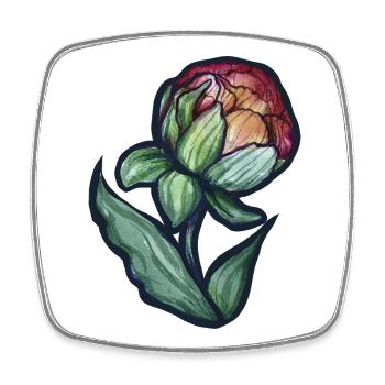 Watercolor Peony Bloom - Square fridge magnet - white - Front