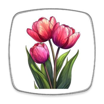 Tulpen zum Frühling - Viereckiger Kühlschrankmagnet - Weiß - Vorne