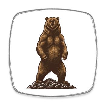 Majestic Grizzly Bear Power Wild - Square fridge magnet - white - Front