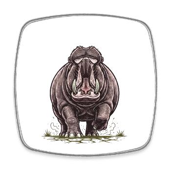Hippopotamus in Charge Wild Power - Square fridge magnet - white - Front