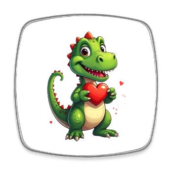 Dinosaure avec cœur pour la Saint-Valentin - Magnet carré - blanc - Devant