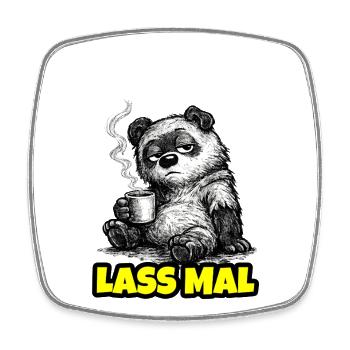 Lass mal. – Grumpy Bär mit Kaffee (Sketch) - Viereckiger Kühlschrankmagnet - Weiß - Vorne