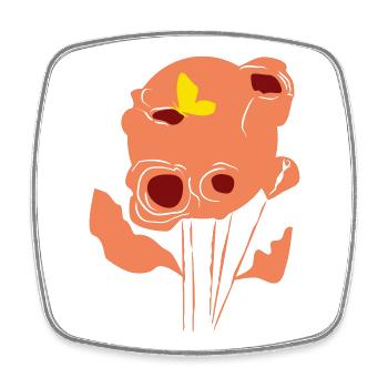 Orange Poppy mit Schmetterling - Viereckiger Kühlschrankmagnet - Weiß - Vorne