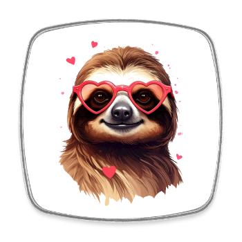 Faultier mit Herzbrille zum Valentinstag - Viereckiger Kühlschrankmagnet - Weiß - Vorne