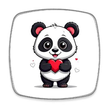 Panda avec le cœur - Magnet carré - blanc - Devant