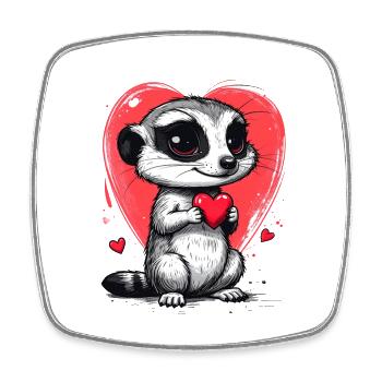 Erdmännchen mit Herz am Valentinstag - Viereckiger Kühlschrankmagnet - Weiß - Vorne