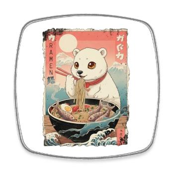 Kawaii Eisbär Ramen Anime - Viereckiger Kühlschrankmagnet - Weiß - Vorne