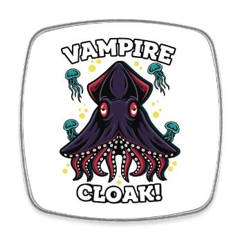 Humor: Tintenfisch-Vampirumhang-Abgrund - Viereckiger Kühlschrankmagnet - Weiß - Vorne