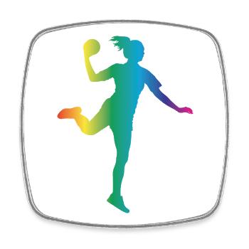 Handball Silhouette - Viereckiger Kühlschrankmagnet - Weiß - Vorne