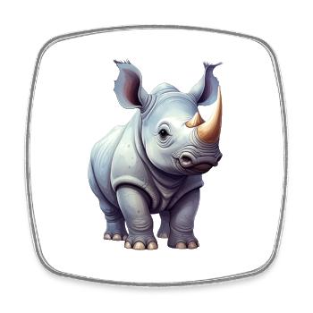 Rhinoceros - Square fridge magnet - white - Front