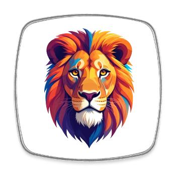 Tête de lion - Magnet carré - blanc - Devant
