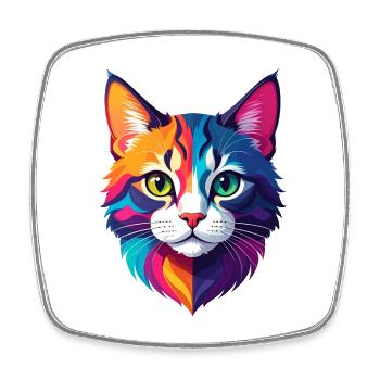 Chat - Magnet carré - blanc - Devant